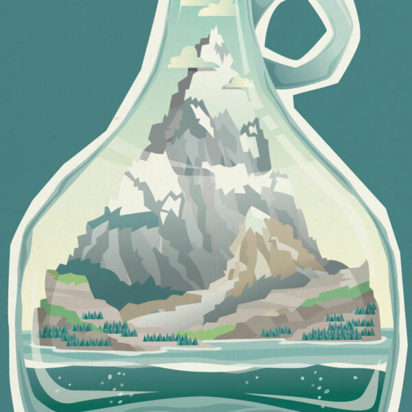 tondy illustration lille affiche bouteille montagne turquoise zoom