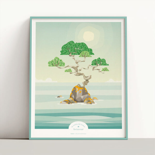 tondy illustration lille affiche nature ile bonsai